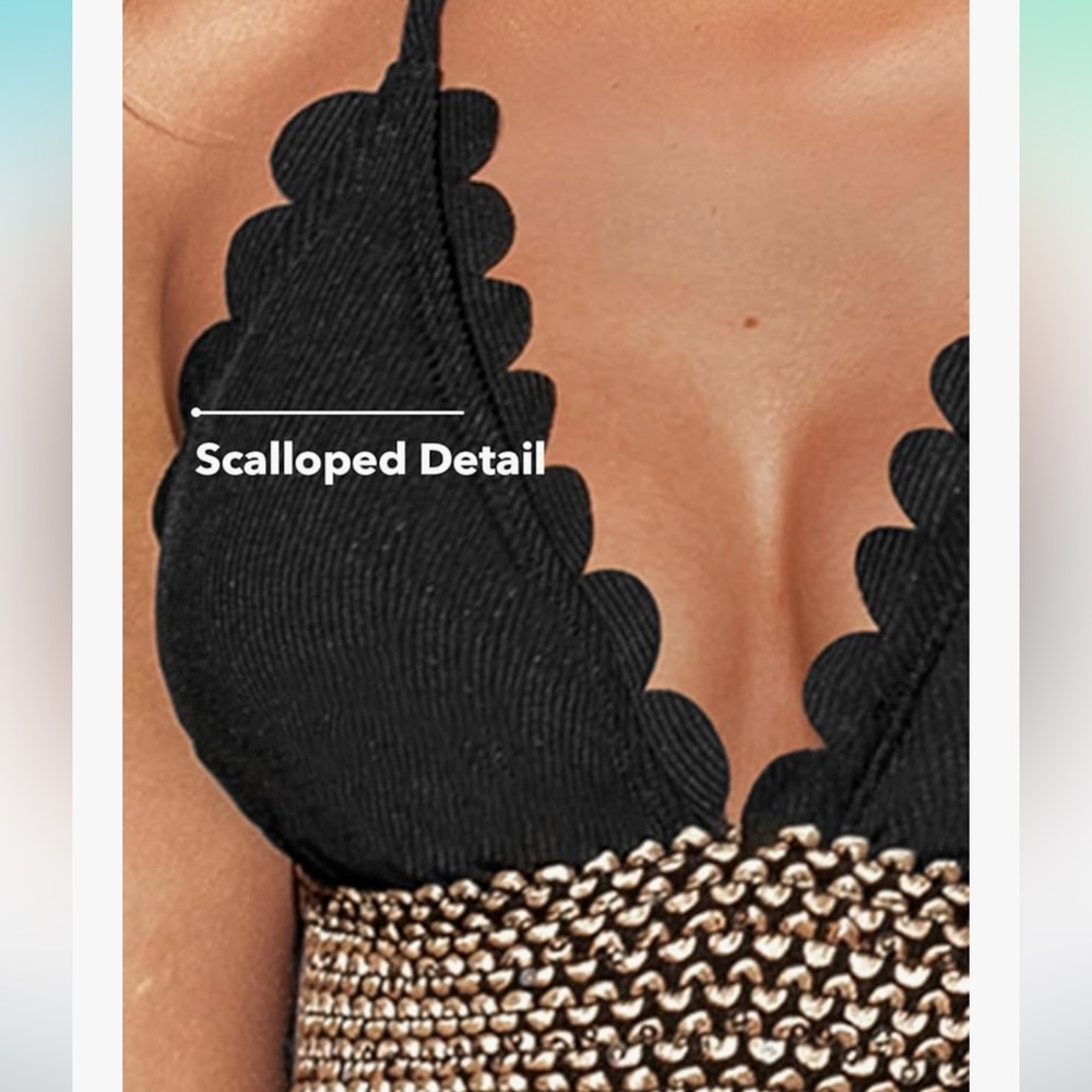 Cupshe Black Scalloped One-Piece Swimsuit - Picture 3 of 8